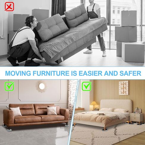 New Upgrade Furniture Sliders, Multi-Surface 3-in-1 Furniture Movers Sliders, Heavy Moving Pads with 8PCS 4.3" Carpet Sliders+4PCS Hard Floor Socks+1 Lifter, Protect Floor and Easily Move Furniture in Kuwait
