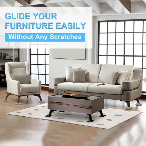 New Upgrade Furniture Sliders, Multi-Surface 3-in-1 Furniture Movers Sliders, Heavy Moving Pads with 8PCS 4.3" Carpet Sliders+4PCS Hard Floor Socks+1 Lifter, Protect Floor and Easily Move Furniture in Kuwait