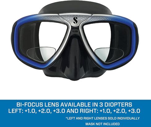 العدسة البصرية Scubapro Bi-Focus لقناع Zoom Scuba للغواصين المبعدين ، اليسار +2.0 in Saudi Arabia