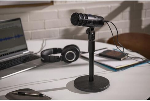 صوتي-Technica AT2040USB Hypercardioid Dynamic USB بودكاست ميكروفون مجمعة مع مرشح البوب ​​+ ذراع الميكروفون + القماش التنظيف (4 عناصر) in Kuwait