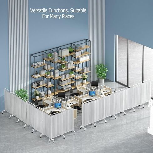 Collapsible Medical Privacy Screen, 5 Piece Room Divider with Wheels, 6ft High Portable Collapsible Room Divider Fence for Hospitals, Beauty Salons, Offices (Color:B in Saudi Arabia