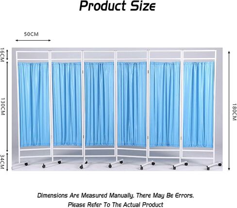 Mobile Medical Privacy Screen, 3–8 Panels, Portable Room Divider, 1.8M, Foldable Privacy Screen with Wheels for Beauty Salons, Clinics, Doctor's Offices (Color:Brown, Size:6-Panel) (Bla in Saudi Arabia