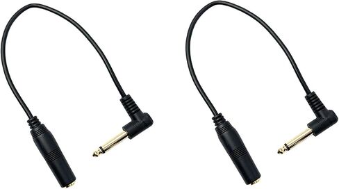 2PCS 1FT/30CM 1/4 Inch Right Angle TS Male to Female Adapter 90-Degree Gold Plated 6.35 mm 1/4" Mono Connectors Cable Compatible with Audio Extension Cables Speaker Bottom Plug Guitar in Saudi Arabia