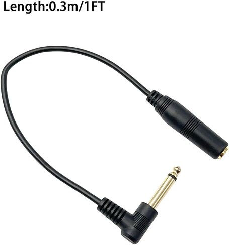 2PCS 1FT/30CM 1/4 Inch Right Angle TS Male to Female Adapter 90-Degree Gold Plated 6.35 mm 1/4" Mono Connectors Cable Compatible with Audio Extension Cables Speaker Bottom Plug Guitar in Saudi Arabia