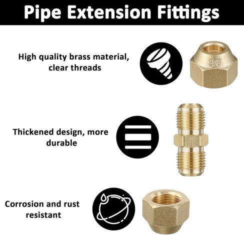 2 Pcs Copper Pipe Extension Joint Connectors, 1/4" and 3/8" HVAC Pipe Coupling Adapters with Flare Nuts Air Conditioning Pipes Connectors Free Welding flare fittings for Butt Copper Tube in Kuwait
