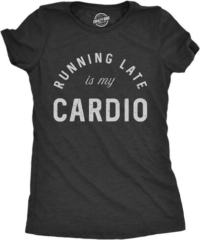 المرأة الجري في وقت متأخر من Cardio t Shirt Funny Fitness تمرينات الصالة الرياضية الساخرة in Saudi Arabia