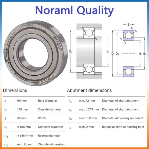 1PCs تحمل 6316 6316-2RS 6316-2Z 6316-2ZN 6316NR 6316-2RSNR محمل كرة أخدود عميق (6316-2RSC3) in Kuwait