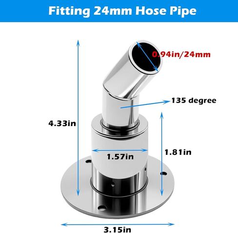 Thru Hull Exhaust Skin,24mm Stainless Steel 316 Thru Hull Exhaust Skin Fitting with Bolts and Nuts for 24mm Tube Pipe Socket Hardware for Diesel Parking Heaters Car Truck Boat in Kuwait