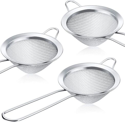 Patelai 3 Pieces Tea Strainers Cocktail Strainer Stainless Steel Fine Mesh Strainer Colander Conical Food Loose Tea Filter Practical Bar Colander Tool in Saudi Arabia