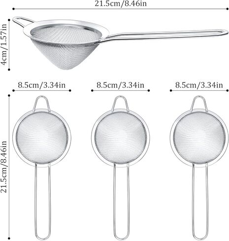 Patelai 3 Pieces Tea Strainers Cocktail Strainer Stainless Steel Fine Mesh Strainer Colander Conical Food Loose Tea Filter Practical Bar Colander Tool in Saudi Arabia