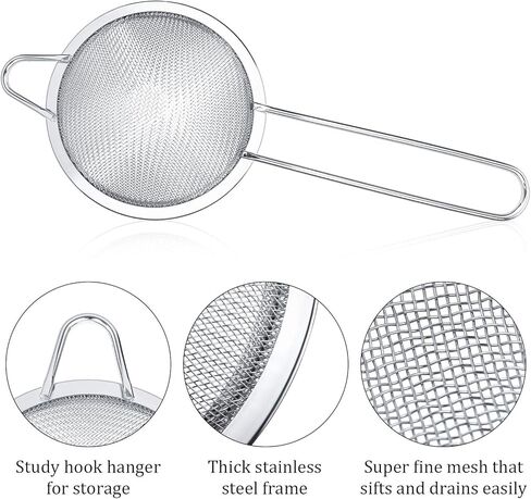 Patelai 3 Pieces Tea Strainers Cocktail Strainer Stainless Steel Fine Mesh Strainer Colander Conical Food Loose Tea Filter Practical Bar Colander Tool in Saudi Arabia