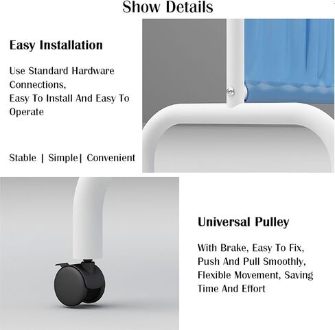 1-5 Panel Medical Privacy Screen,Folding Privacy Screen with 360° Brake Wheels,Protective Single Panel Screens Room Divider for Office/Hall/Clinic/Restaurant(White,5-Panel) (White 2panel) in Saudi Arabia