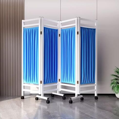 4 Panel Rolling Medical Privacy Screen on Wheels, 180cm High Foldable Room Isolation Temporary Fence for Clinic/Ward/Exam Room, Space Saving in Saudi Arabia