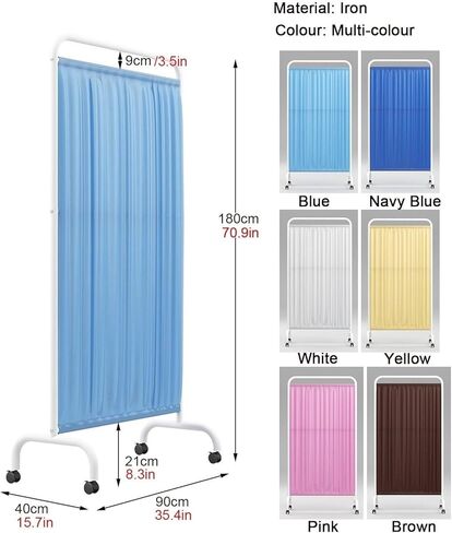 Medical Privacy Screen with Wheels, Folding & Rolling Room Divider for Health Room Cubicle Clinic Salon, Iron Frame Bed Partition with Rounded Corners (Color : Pink, Size : 1panel) in Saudi Arabia