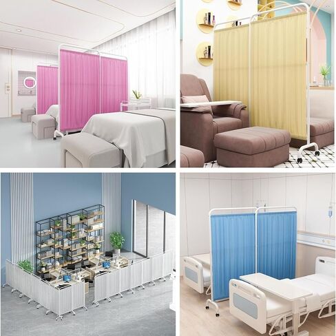 Medical Privacy Screen with Wheels, Folding & Rolling Room Divider for Health Room Cubicle Clinic Salon, Iron Frame Bed Partition with Rounded Corners (Color : Pink, Size : 1panel) in Saudi Arabia