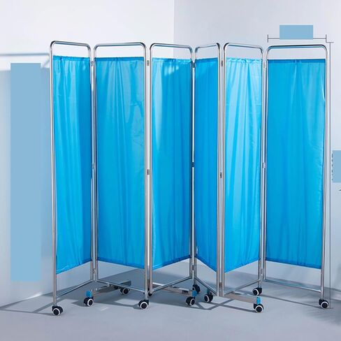 Rolling 6 Panel Medical Privacy Screen On Wheels, Medical Privacy Screen Portable, Room Divider Screens, Adult Foldable Room Divider for Clinic/Ward/Exam Room, Space Saving in Saudi Arabia