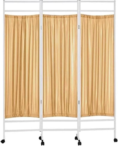 Rolling Partitions Room Dividers, 180cm Tall Medical Privacy Screen with Wheels & Detachable Nylon Cloth, Yellow Flexible Temporary Wall (Color : Yellow, Size : 3 Panel-150cm Wide) in Saudi Arabia