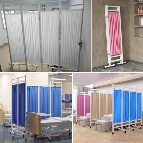 Rolling Partitions Room Dividers, 180cm Tall Medical Privacy Screen with Wheels & Detachable Nylon Cloth, Yellow Flexible Temporary Wall (Color : Yellow, Size : 3 Panel-150cm Wide) in Saudi Arabia