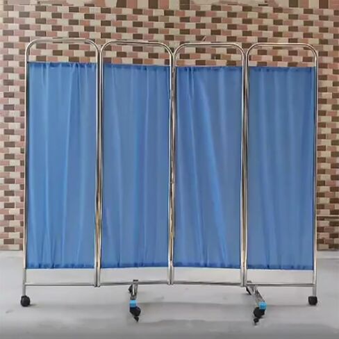 4 Panel Rolling Medical Privacy Screen on Wheels, Folding and Rolling Room Dividers, Medical Privacy Screen for Emergency Room Ward Spa, Large Classroom Wall Partition Fence (Blue) in Saudi Arabia