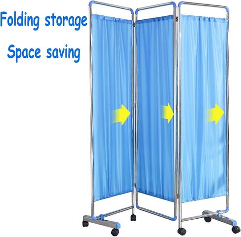 4 Panel Rolling Medical Privacy Screen on Wheels, Folding and Rolling Room Dividers, Medical Privacy Screen for Emergency Room Ward Spa, Large Classroom Wall Partition Fence (Blue) in Saudi Arabia