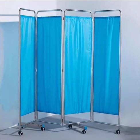 4 Panel Rolling Medical Privacy Screen on Wheels, Folding and Rolling Room Dividers, Medical Privacy Screen for Emergency Room Ward Spa, Large Classroom Wall Partition Fence (Blue) in Saudi Arabia