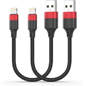 6 inch Short Lightning Cable, [MFi Certified] 2 Pack Short iPhone Charger Cord, Braided 0.5ft USB to Lightning Cable for Charging Stations, iPhone 14 13 12 11 Pro Max XR XS 8 SE iPod in Saudi Arabia