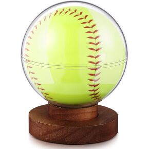 Leinuosen Softball Display Case Clear Ball Holder with Wooden Base Softball Holder Stand for Single Sports Ball Storage Collections Acacia Wood in Kuwait