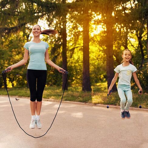 2 Pack Jump Rope, VIBUFF Cordless Jumping Rope + Adjustable Skipping Rope for Kids Women Men, 2 PCS Resistance Loop Bands for Different Fitness Level, Speed Training&Workout for Home/Gym/Office in Saudi Arabia