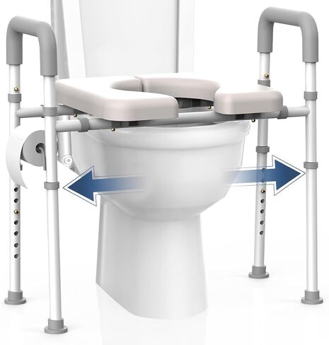 Raised Toilet Seat with Handles - Adjustable Elevated Toilet Seat Riser, 400 lbs Toilet Seat Riser for Seniors, Handicap and Disabled, Fit Any Toilet in Saudi Arabia