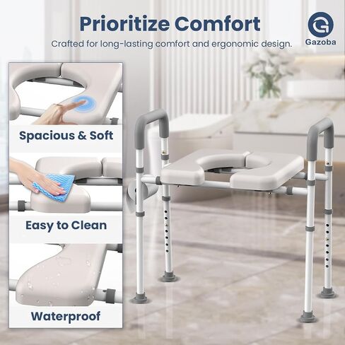 Raised Toilet Seat with Handles - Adjustable Elevated Toilet Seat Riser, 400 lbs Toilet Seat Riser for Seniors, Handicap and Disabled, Fit Any Toilet in Saudi Arabia