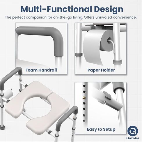 Raised Toilet Seat with Handles - Adjustable Elevated Toilet Seat Riser, 400 lbs Toilet Seat Riser for Seniors, Handicap and Disabled, Fit Any Toilet in Saudi Arabia