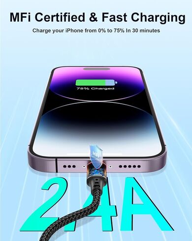 كابل البرق القصير 6 بوصة ، [معتمد من MFI] 2 حزمة شاحن شاحن قصير ، وضفر 0.5 قدمًا USB إلى كابل البرق لمحطات الشحن ، iPhone 14 13 12 11 Pro Max XR XS 8 Se iPod in Kuwait