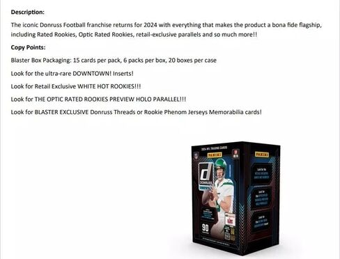 2024 Panini Donruss Football Trading Cards Blaster Box (Downtown Inserts)(Jayden Daniels) in Saudi Arabia