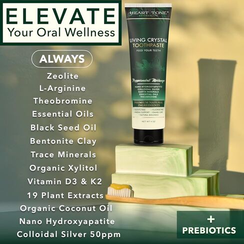 معجون الأسنان الكريستالي الحية | الحرة فلوريد | معجون أسنان هيدروكسيباتيت الطبيعي والمعدني | أسنان حساسة | ثيوبرومين ، يقوي المينا | مينتي طازجة in Kuwait