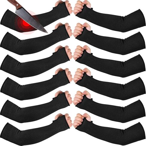 JaGely 6 Pairs Level 5 Cut Resistant Sleeves with Thumb Hole 18 Inches Arm Protection Sleeve Farmer Gardening (Black, Gray) in Saudi Arabia
