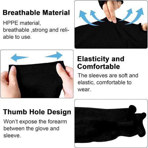 JaGely 6 Pairs Level 5 Cut Resistant Sleeves with Thumb Hole 18 Inches Arm Protection Sleeve Farmer Gardening (Black, Gray) in Saudi Arabia
