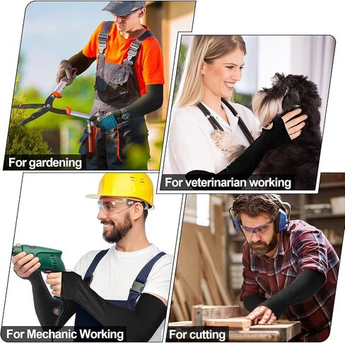 JaGely 6 Pairs Level 5 Cut Resistant Sleeves with Thumb Hole 18 Inches Arm Protection Sleeve Farmer Gardening (Black, Gray) in Saudi Arabia