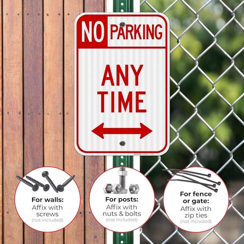No Parking Sign, No Parking Anytime Sign, 12x18 Inches, 3M EGP Reflective .063 Aluminum, Fade Resistant, Made in USA in Saudi Arabia