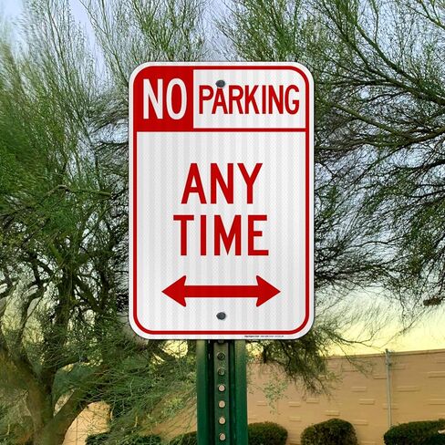 No Parking Sign, No Parking Anytime Sign, 12x18 Inches, 3M EGP Reflective .063 Aluminum, Fade Resistant, Made in USA in Saudi Arabia