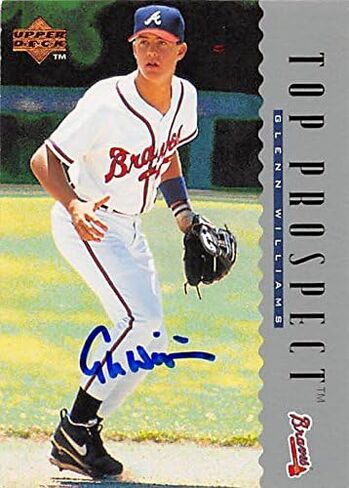 211706 Atlanta Braves Ft 1995 Upper Deck Top Prospect No. 7 Glenn Williams Autographed Baseball Card in Saudi Arabia