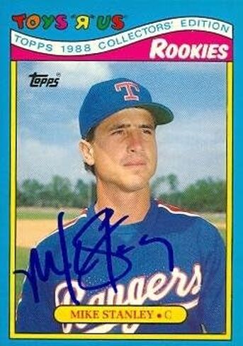 Autograph Warehouse 49229 Mike Stanley Autographed Baseball Card Texas Rangers 1988 Topps Toys R Us No .29 in Saudi Arabia