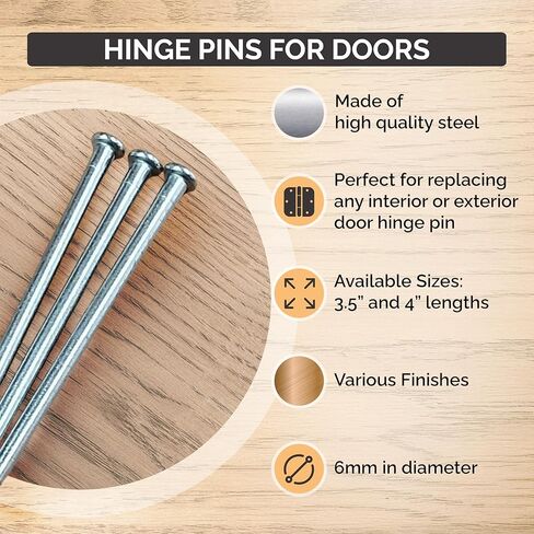 Hinge Outlet Hinge Pins for Doors, 3.5 inches, Satin Nickel, 3 Pack in Kuwait