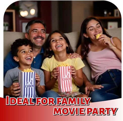 85oz Large Paper Popcorn Bags, Popcorn Individual Bag for Family Party, Big Snack Bags For Movie Night Supplies - Red White Stripe - 100Pcs/Pack in Saudi Arabia