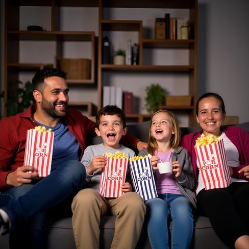 85oz Large Paper Popcorn Bags, Popcorn Individual Bag for Family Party, Big Snack Bags For Movie Night Supplies - Red White Stripe - 100Pcs/Pack in Saudi Arabia