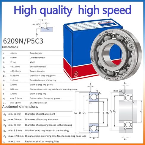 1PCs تحمل 6209 6209-2RS 6209-2Z 6209-2ZN 6209NR 6209-2RSNR محمل كرة أخدود عميق (6209NC3) in Kuwait