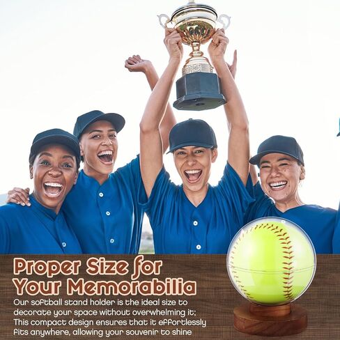 Leinuosen Softball Display Case حامل كرة صافي مع قاعدة خشبية حامل للكرة اللينة لمجموعات تخزين الكرة الرياضية المفردة Acacia Wood in Saudi Arabia