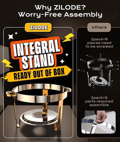 Chafing Dishes for Buffet 4 Pack, 6QT [Worry-Free Assemble] Food Warmers for Parties Buffet [Elegant Gold and Silver Colors] Stainless Steel Round Chafing Dish Buffet Set with Complete Set in Saudi Arabia