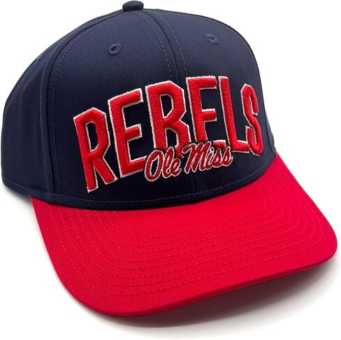 مرخص رسميًا Ole Miss Hat Navy/Red Two-ToNE Rebels Logo Team Team Snapback Cap in Kuwait