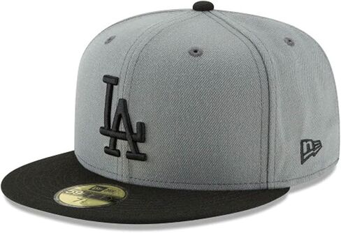 عصر جديد 59Fifty MLB الأساسي لوس أنجلوس دودجرز رمادي/أسود غطاء يتجه إلى الأسود (7 1/2) in Kuwait
