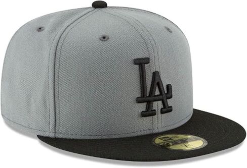 عصر جديد 59Fifty MLB الأساسي لوس أنجلوس دودجرز رمادي/أسود غطاء يتجه إلى الأسود (7 1/2) in Kuwait